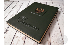 кожаный ежедневник с гербом РФ, ежедневник с гербом РФ и логотипом компании