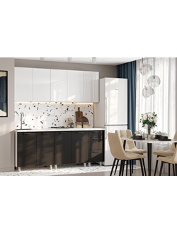 Кухня «Модерн NEW» 2 м Белый глянец / Графит ( SV)