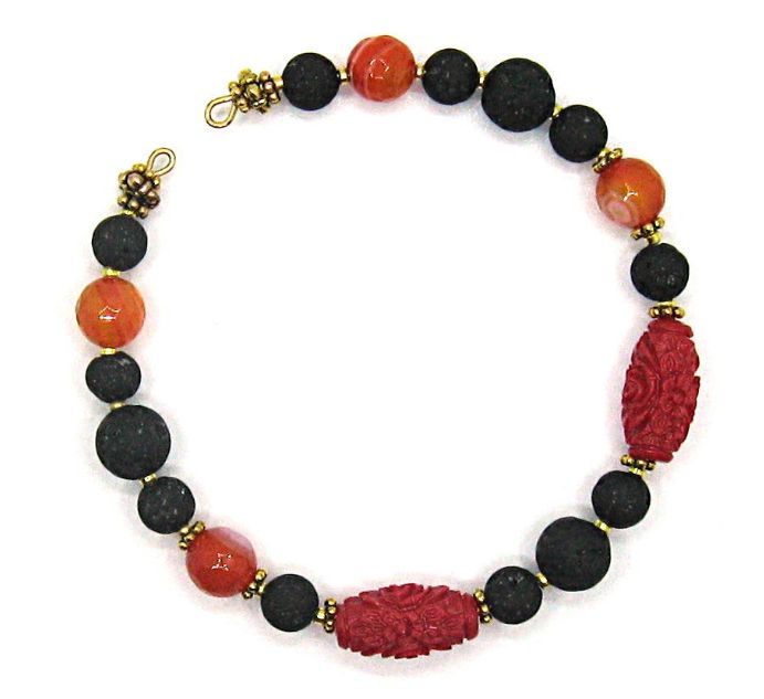 Авторский браслет из камней от Наталии Смирновой. Лава, агат, металлическая фурнитура