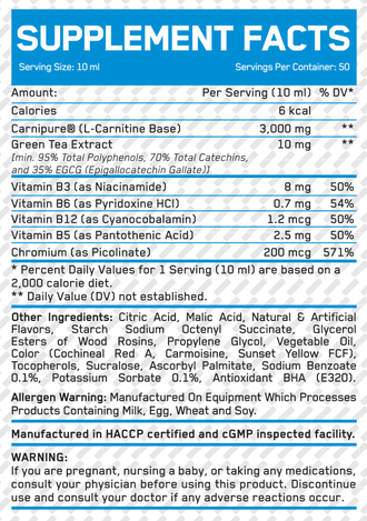 LIQUID L-CARNITINE 3000MG + GREEN TEA