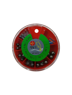 Набор грузил #WF-77 "Дробинка" 0,35; 0,8; 1,0; 1,2; 1,5; 1,8г (1уп/ 10 наборов)