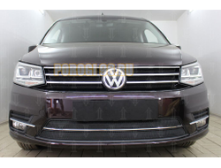 Защита радиатора Volkswagen Caddy 2015- (6 частей) black верх