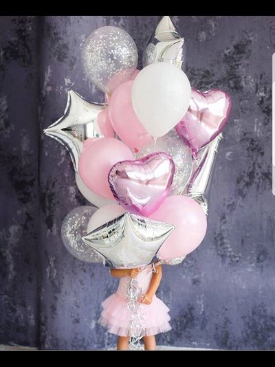 Набор из латексных и фольгированных шаров Розовый Джин на assorti123.ru