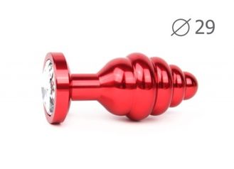 AR-01-S Втулка анальная RED PLUG SMALL (красная), L 71 мм D 29 мм, вес 60г, цвет кристалла бесцветный