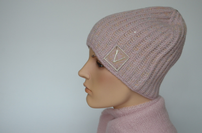 Розовая шапка из кашемира Италия Визио 1106 CYO