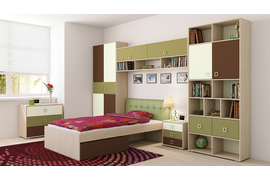 Детская, 3500 мм. Материал фасадов ЛДСП EGGER. Срок изготовления от 21 рабочего дня. Цена на момент заказа 97900 руб.