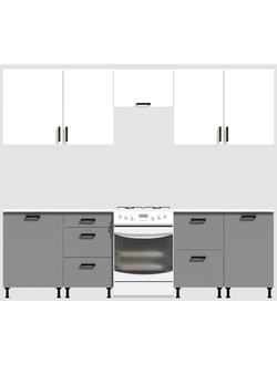 Кухня Эконом 2,1 метра (600х450х600х450) Цвет: Белый/Базальт