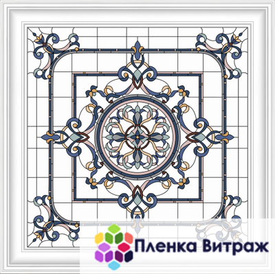 Пленка самоклеющаяся на потолок , витражная пленка, пленочный витраж с классическим рисунком