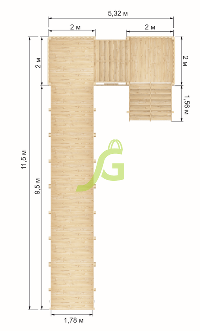 Зимняя горка "IgraGrad Snow Fox", скат 10 м (мод. 2) без окраски