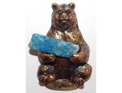Магнит Медведь с самоцветом сидит, арт А-79. ОПТ