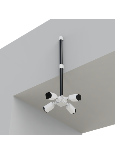 Комплект 3: BOXFORCAM Коробка с сегментом мачты, на выносе от стены при помощи скоб 100 см. для монтажа видеокамер и элементов безопасности. (коробка чёрная/белая)