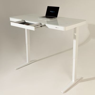 Умный стол 140×70 белый | закалённое стекло