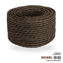 Витой ретро провод 3х2.5 шоколад бухта