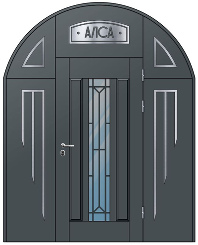 Входная двустворчатая дверь с фрамугой на предприятие