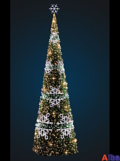 Каркасная елка со снежинками, 7 м