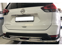 Защита заднего бампера двойная угловая большая d60/42 для Nissan X-trail T32 (2018-)
