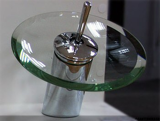 Смеситель для раковины водопад LEDEME L1055-2 излив стекло