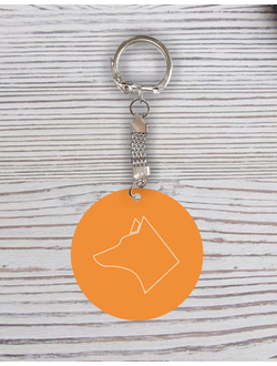 Брелок с гравировкой оранжевый талисман собака №40