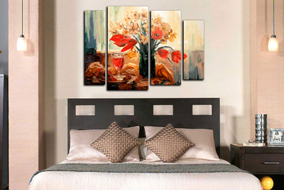 Модульная картина "Цветы и вино"