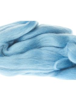 Шерсть для валяния, лента гребенная, Камтекс, полутонкая, голубой (015), 50г