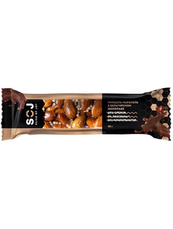 Ореховый батончик SOJ МИНДАЛЬ-КАРАМЕЛЬ 40гр (20)*4