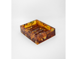 Мыльница квадратная со срезом янтаря