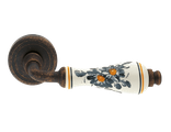 Дверные ручки Morelli Luxury "CERAMICA" OBA/DEC с керамической вставкой Цвет - Античная бронза/Керам