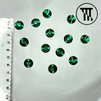 Стразы пришивные круглые, цв. Dark green, р-р 12 мм