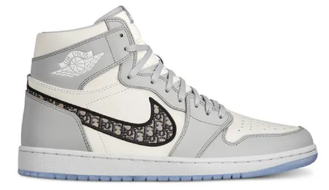 Nike Air Jordan Retro 1 Mid High Dior (серые с белым)