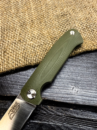 Фрикционный складной нож Микрос сталь AUS10, рукоять G10, цвет олива