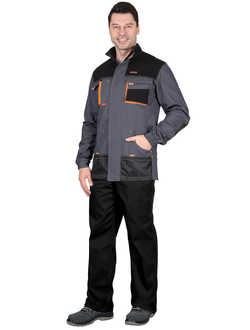 Куртка &quot;СИРИУС-МАНХЕТТЕН&quot; т.серый с оранж. и черным тк. стрейч пл. 250 г/кв.м