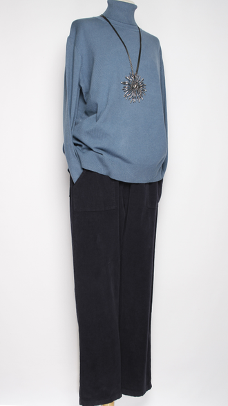 Брюки вельветовые "ПУГОВИЦЫ СПЕРЕДИ" синие  до р.52