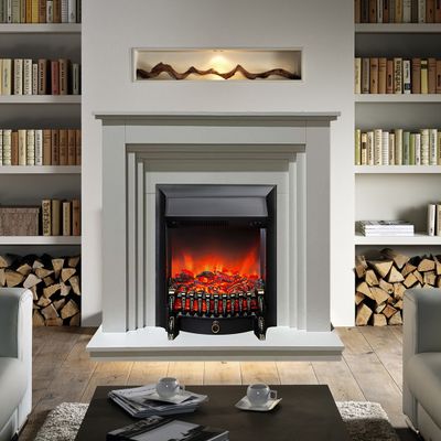 Электрокамин Вотан белый с очагом Fobos