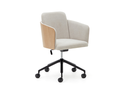 Madai Офисный стул из бежевой синели и ясеневого шпона с натуральной отделкой купить в Севастополе