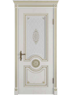 VFD. GRETA/ BIANCO CLASSIC PG. ГРЕТА/ БЬЯНКО КЛАССИК-ПАТИНА ЗОЛОТО. ПОЛОТНО ОСТЕКЛЕННОЕ