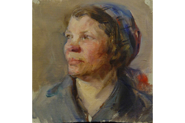«Портрет работницы» (1956г.-1957г.)
картон, масло 22х22