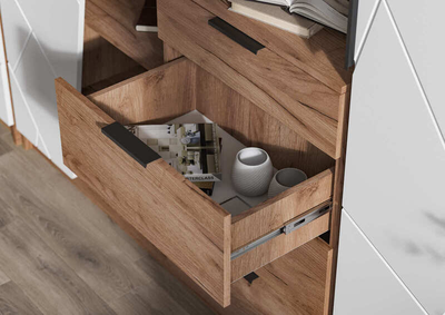 Гостиная ОРЕГОН - КМ 01 Комод 1400 Дуб Крафт Табачный/Белый супермат