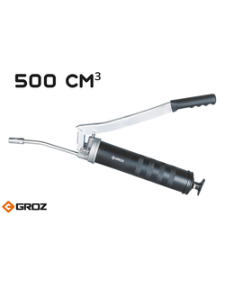 Шприц рычажный для смазки GROZ профессиональный 500 см³, стальной шланг, давление 10000 PSI (690 BAR)