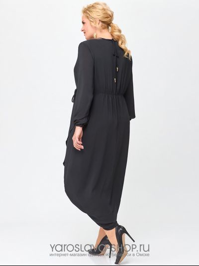 Платье женское из нежного шифона черного цвета