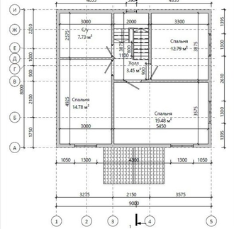 Двухэтажный каркасный дом с четырьмя спальнями 130м² (SK33)