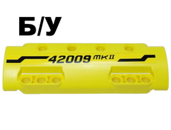 ! Б/У - Technic, Panel Curved 11 x 3 with 10 Pin Holes through Panel Surface with Black Angled Stripe and '42009 MKII' Pattern Model Left Side Sticker - Set 42009, Yellow (11954pb004L) - Б/У