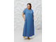 Платье женское А-образного силуэта из льна арт. 6258 (Цвет джинс) Размеры 48-62