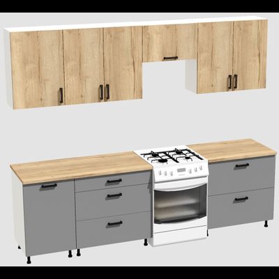 Кухня Эконом 2,1 метра (1300х800) Цвет: Дуб Вотан/Базальт