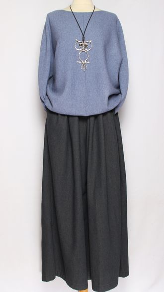 Джемпер "ШОВ СПЕРЕДИ ПОЛОСКИ КУЛИСКА" джинс  р.46-54