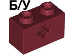 ! Б/У - Technic, Brick 1 x 2 with Axle Hole, Dark Red (32064 / 4233492 / 4539059 / 6206250) - Б/У