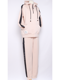 КОСТЮМ ХУДИ   И БРЮКИ с лампасом светло-бежевый р.44