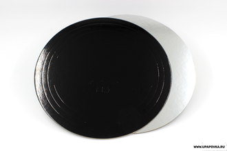 Подложка для торта усиленная Черная/Серебро 240 мм (толщина 3,2 мм)