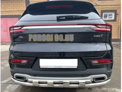 Защита заднего бампера двойная с перемычками d53/42 для CheryExeed TXL 2020-