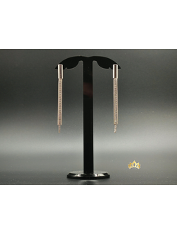 Длинные серьги из цепочек с кристаллами в серебристом оттенке 7,5см