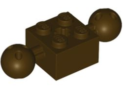 Technic, Brick Modified 2 x 2 with 2 Ball Joints and Axle Hole, Dark Brown (17114 / 6092731)